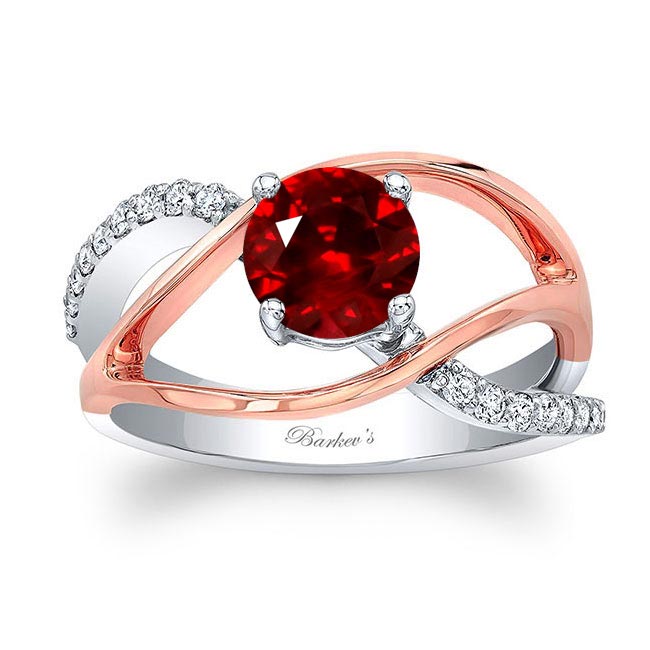 White Rose Gold Open Shank Ruby And Diamond Ring