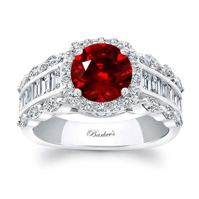 Platinum Ruby And Diamond Baguette Ring