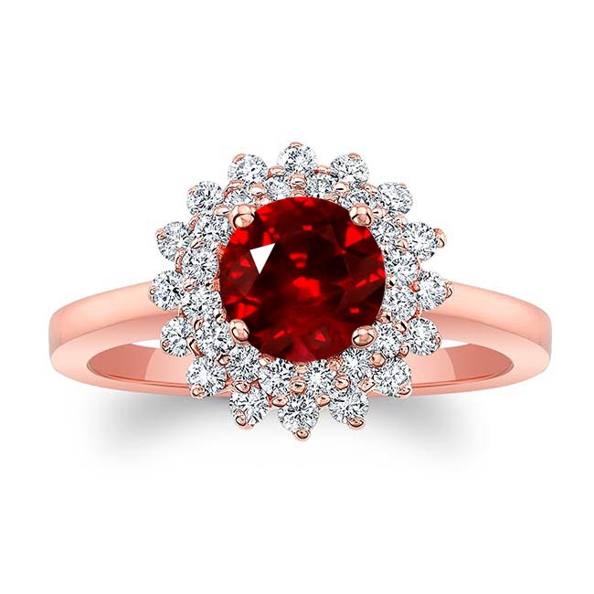 Rose Gold Starburst Ruby And Diamond Ring