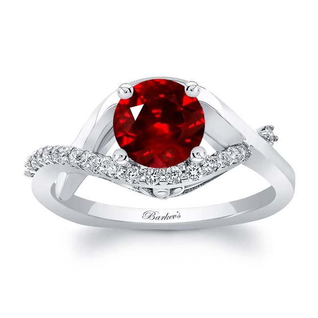 Platinum Criss Cross Ruby And Diamond Engagement Ring