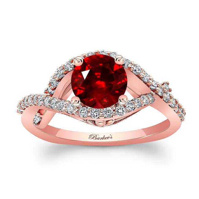 Rose Gold Criss Cross Lab Ruby And Diamond Ring