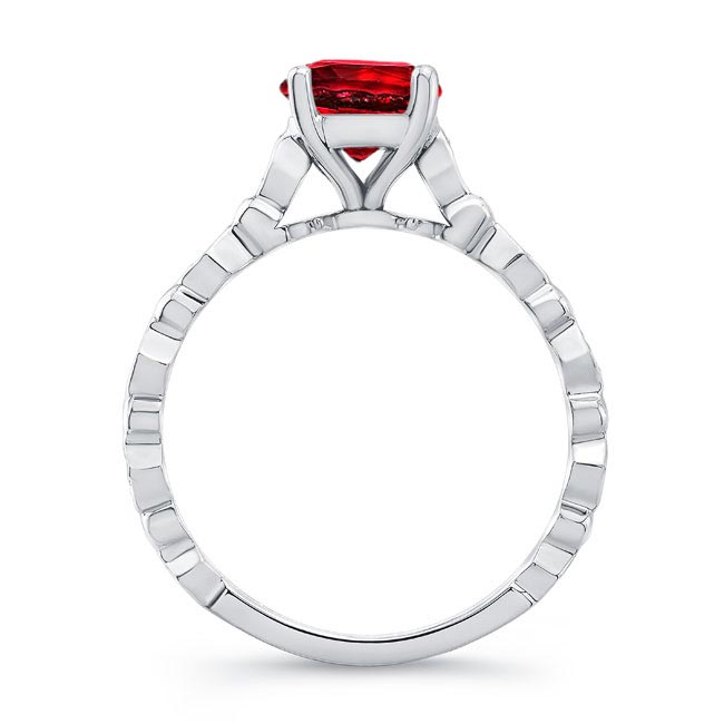 Art Deco Lab Grown Ruby And Diamond Engagement Ring Image 2