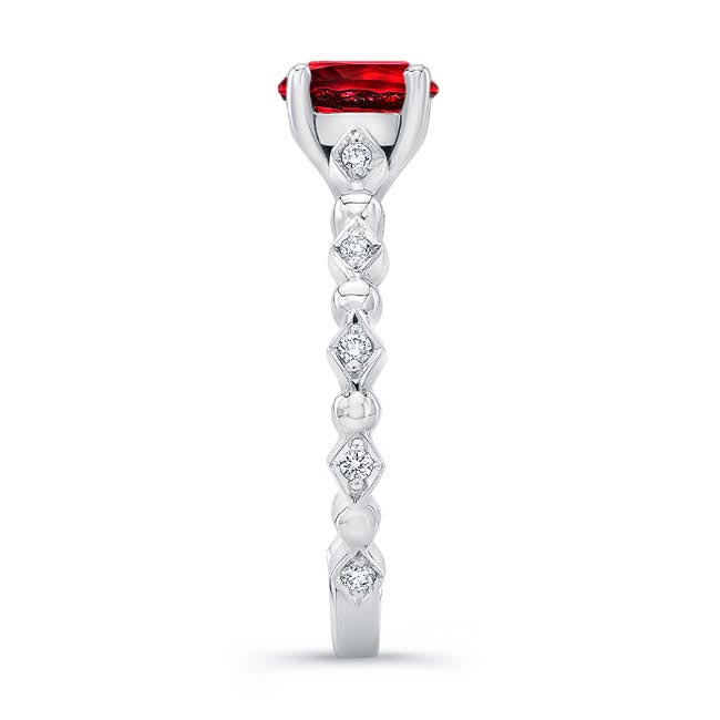 Art Deco Lab Grown Ruby And Diamond Engagement Ring Image 3