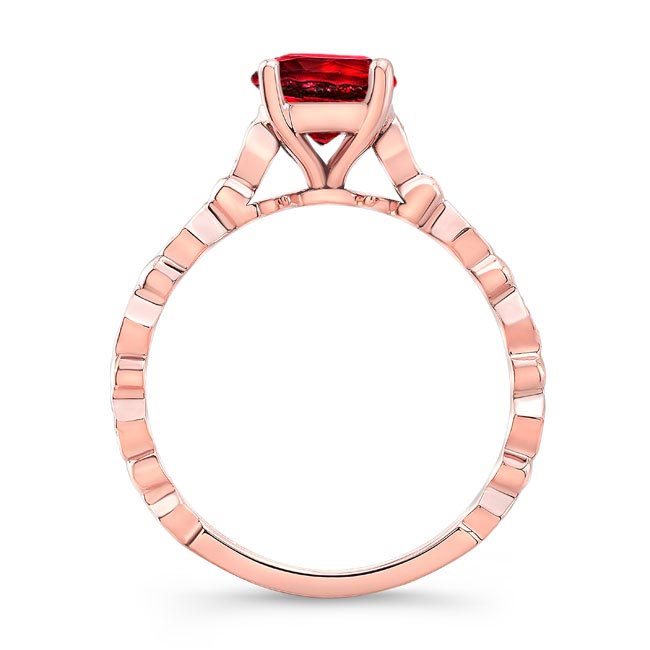 Rose Gold Art Deco Lab Grown Ruby And Diamond Engagement Ring Image 2