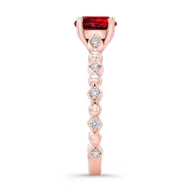 Rose Gold Art Deco Ruby And Diamond Engagement Ring Image 3
