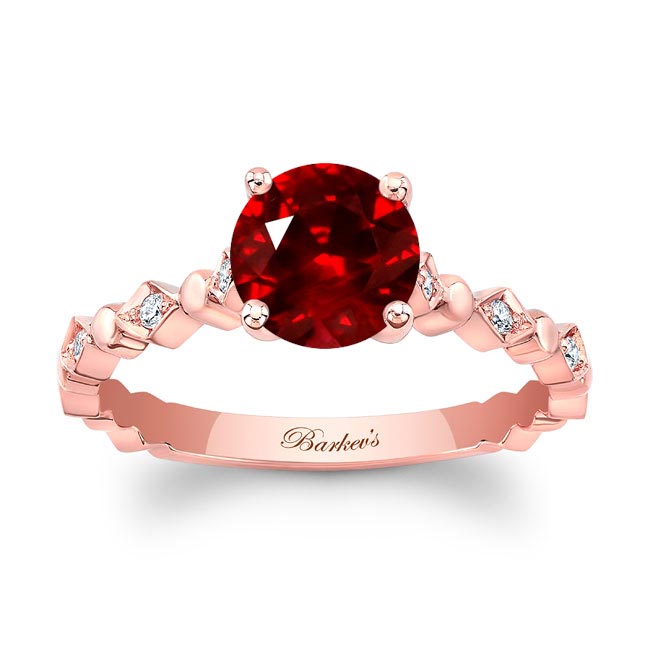 Rose Gold Art Deco Ruby And Diamond Engagement Ring