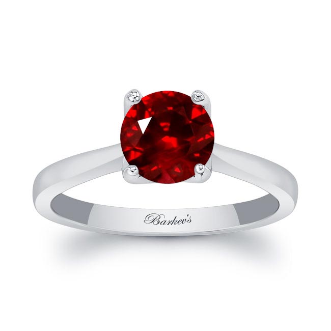 Platinum Delicate Curved Lab Grown Ruby Solitaire Ring