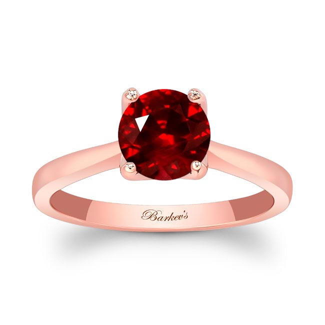 Rose Gold Delicate Curved Lab Grown Ruby Solitaire Ring