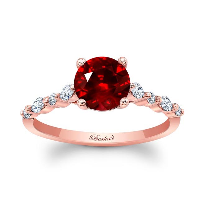 Rose Gold Vintage Style Lab Ruby And Diamond Ring