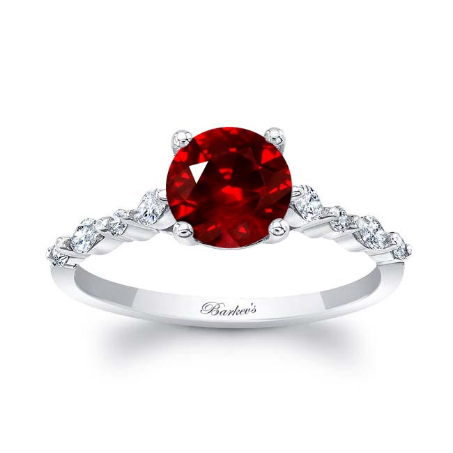 Platinum Vintage Style Lab Ruby And Diamond Ring