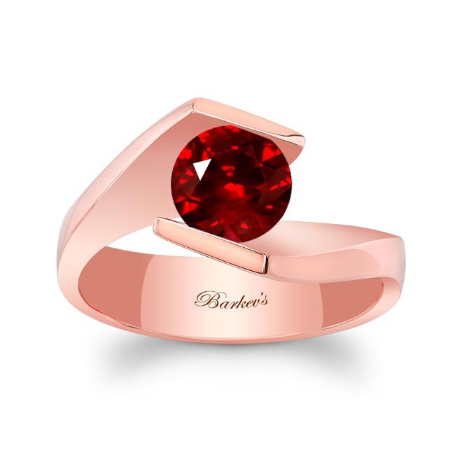 Rose Gold Tension Solitaire Lab Grown Ruby Ring