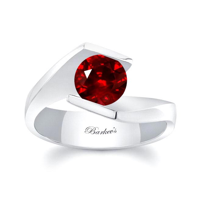 Platinum Tension Solitaire Ruby Ring
