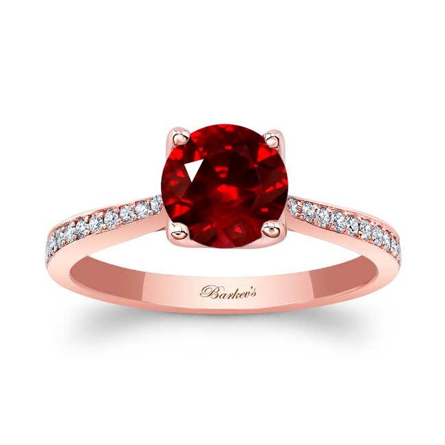 Rose Gold Classic Lab Grown Ruby And Diamond Engagement Ring
