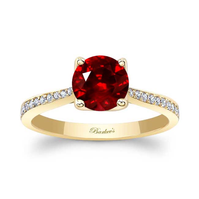 Yellow Gold Classic Ruby And Diamond Engagement Ring