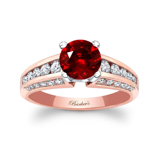 Rose Gold Lab Ruby And Diamond Channel Set Ring