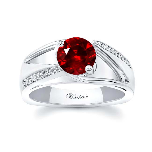 White Gold Pave Ruby And Diamond Ring