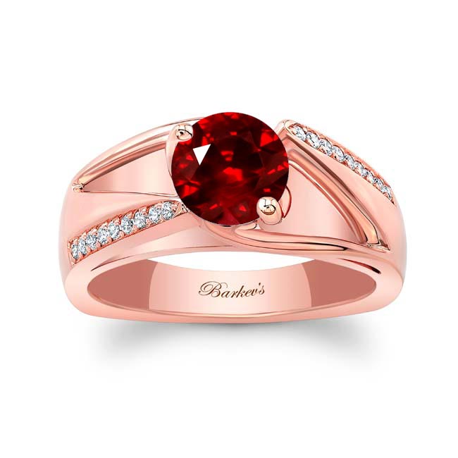 Rose Gold Pave Ruby And Diamond Ring