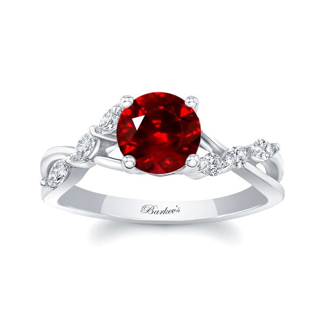 Platinum Lab Ruby And Diamond Marquise Accent Ring