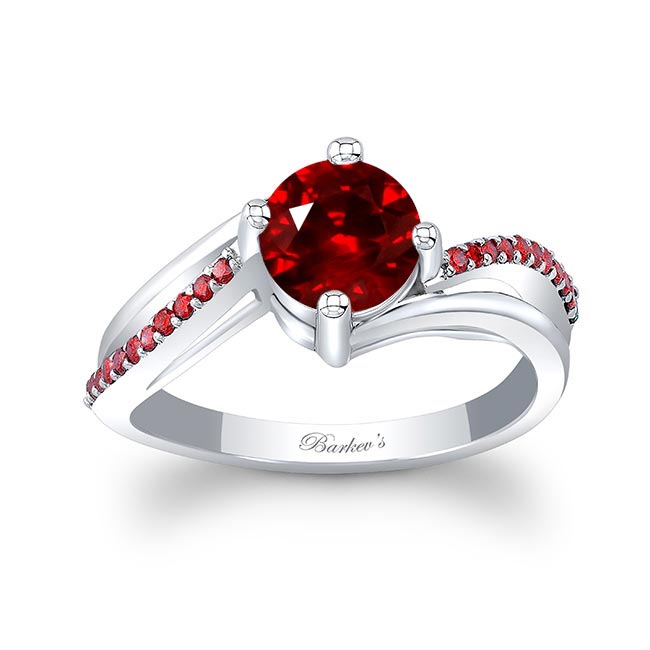 Platinum Lab Ruby Split Shank Engagement Ring