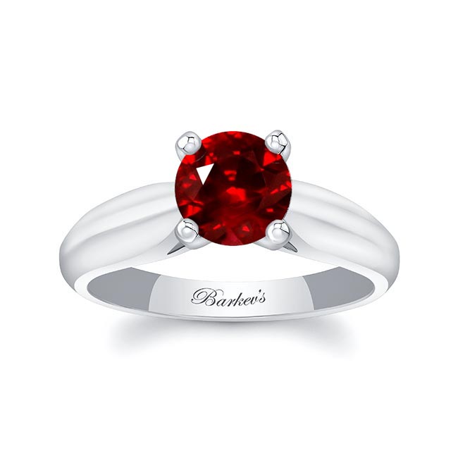 Platinum 1 Carat Lab Ruby Solitaire Engagement Ring