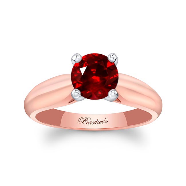 Rose Gold 1 Carat Ruby Solitaire Engagement Ring