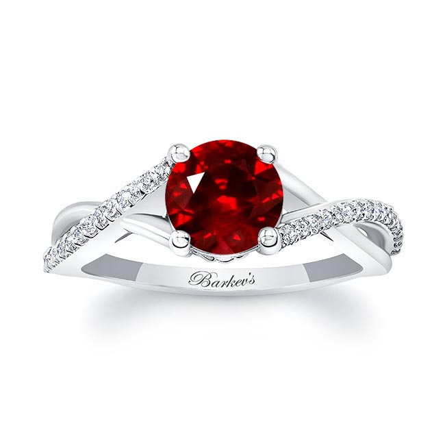 White Gold One Carat Lab Grown Ruby And Diamond Ring