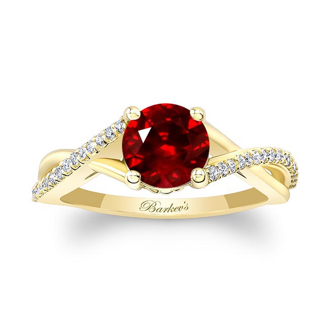 Yellow Gold One Carat Ruby And Diamond Ring