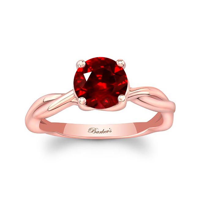 Rose Gold Ruby Twist Solitaire Engagement Ring