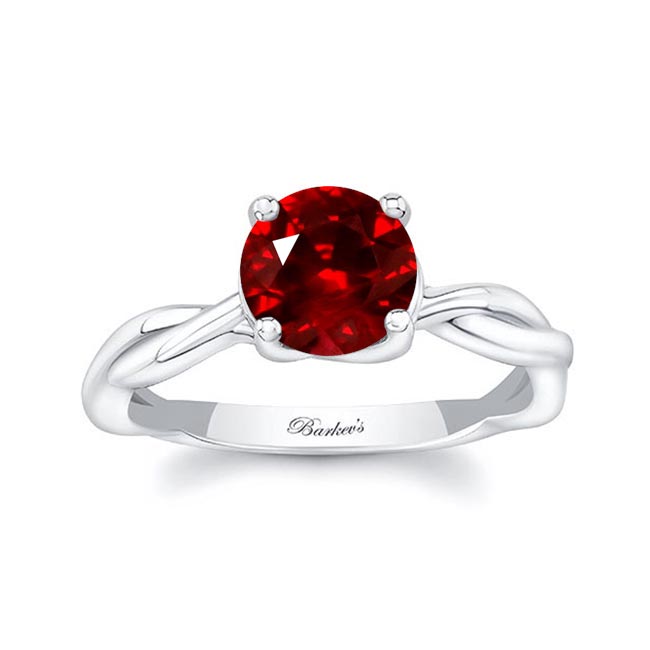 White Gold Ruby Twist Solitaire Engagement Ring