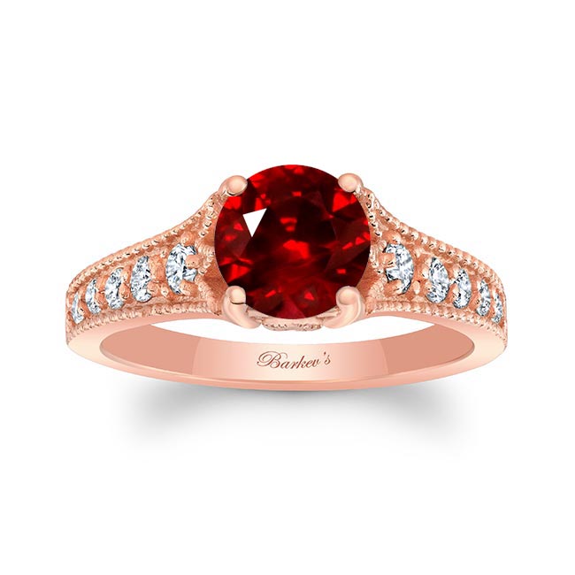 Rose Gold Ruby And Diamond Vintage Ring