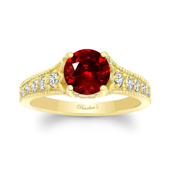 Yellow Gold Ruby And Diamond Vintage Ring