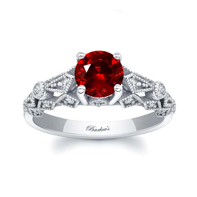 Vintage Lab Grown Ruby And Diamond Ring