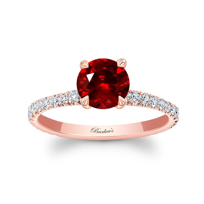 Rose Gold Lab Grown Ruby And Diamond Ring
