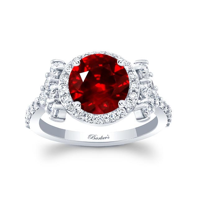 White Gold 2 Carat Ruby And Diamond Cluster Ring