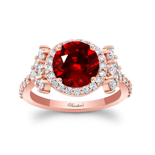 Rose Gold 2 Carat Lab Ruby And Diamond Cluster Ring