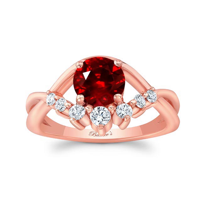 Rose Gold Ruby And Diamond Unique Engagement Ring
