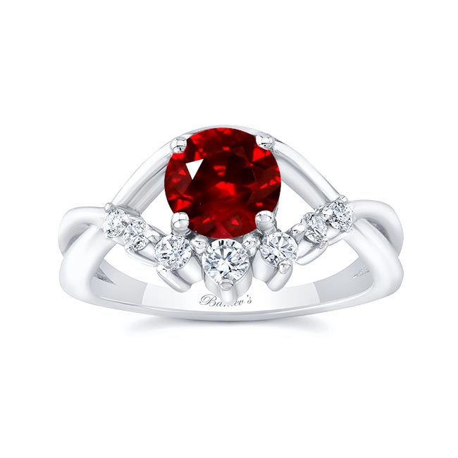 White Gold Ruby And Diamond Unique Engagement Ring