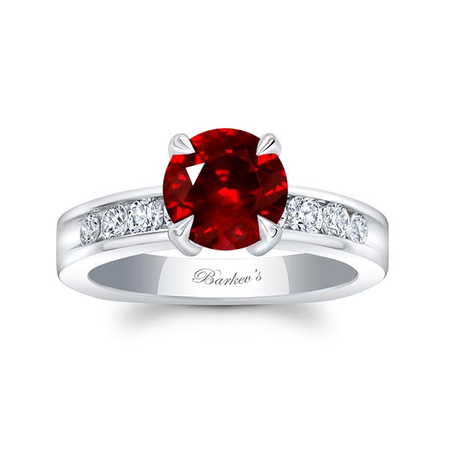 White Gold 1 Carat Lab Ruby And Diamond Engagement Ring
