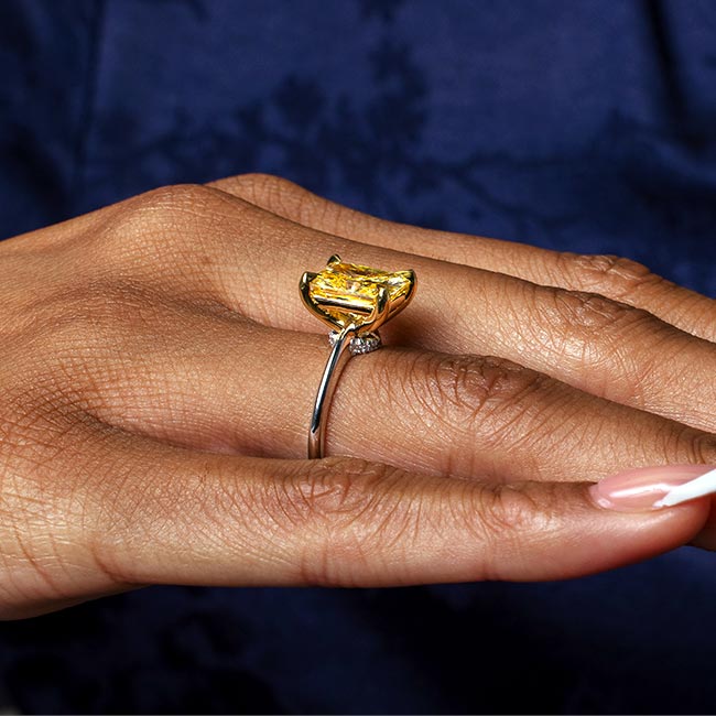 5 Carat Radiant Cut Yellow Diamond Ring Image 5