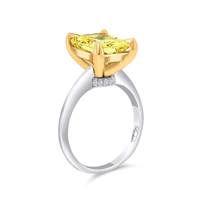 White Yellow Gold 5 Carat Radiant Cut Yellow Diamond Ring Image 2