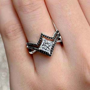 Stunning black diamond accent engagement rings