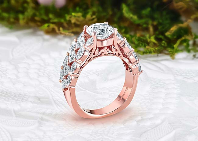 Image of a rose gold diamond engagement ring