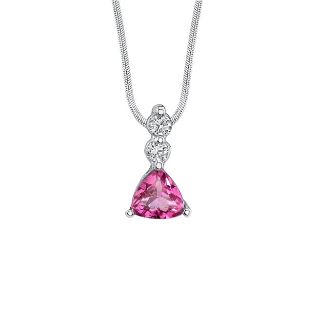 Trillion Cut Pink Tourmaline Necklace 5380N
