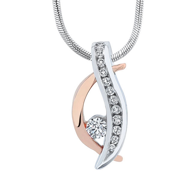 White Rose Gold Diamond Necklace 5390N