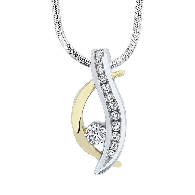 White Yellow Gold Diamond Necklace 5390N