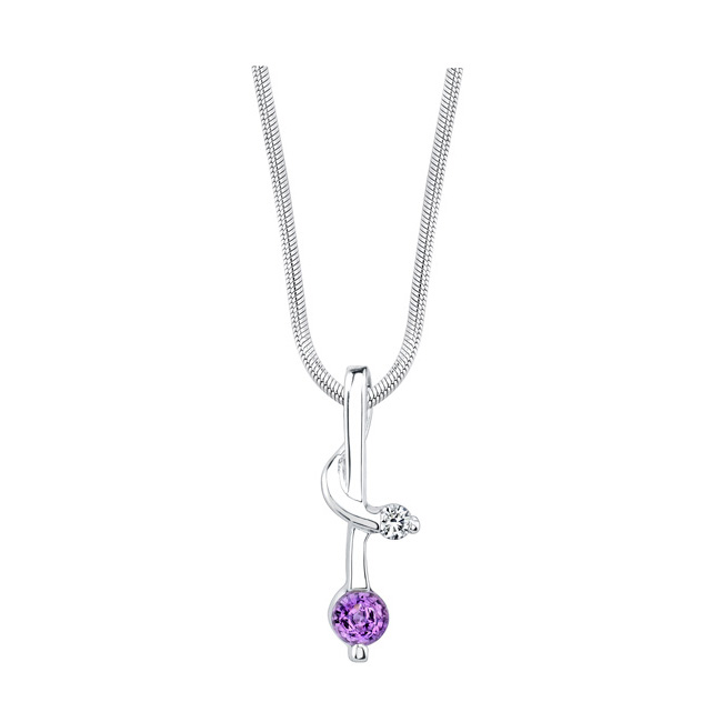 White Gold Amethyst Necklace 6215N