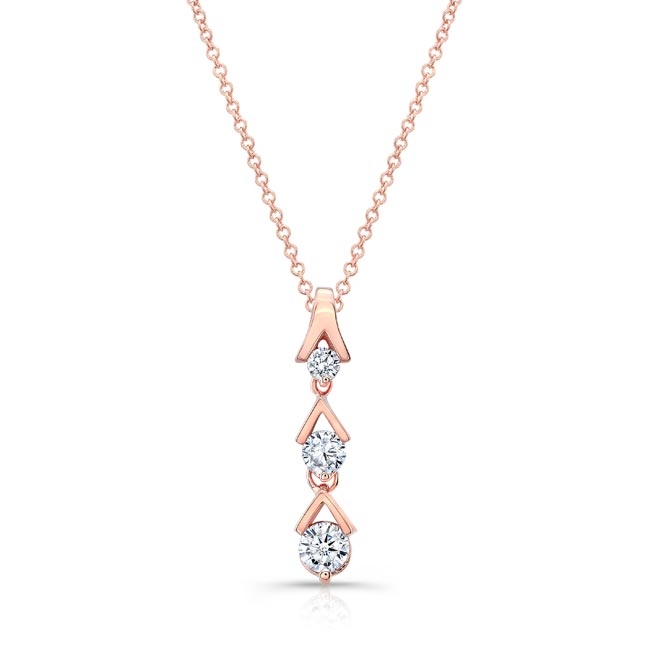  Rose Gold Diamond Drop Necklace 6453N Image 1