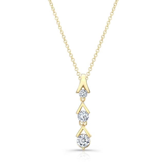  Yellow Gold Diamond Drop Necklace 6453N Image 1