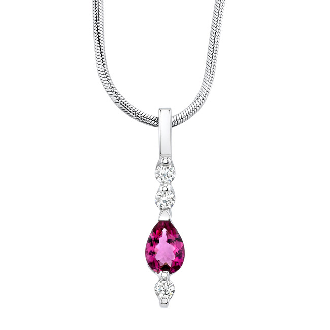 White Gold Pink Tourmaline Necklace 6652N