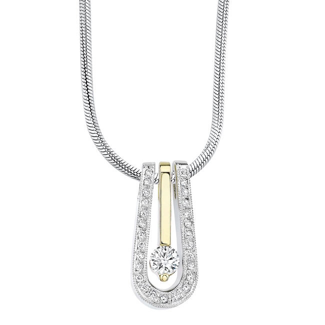 White Yellow Gold Diamond Necklace 6718N